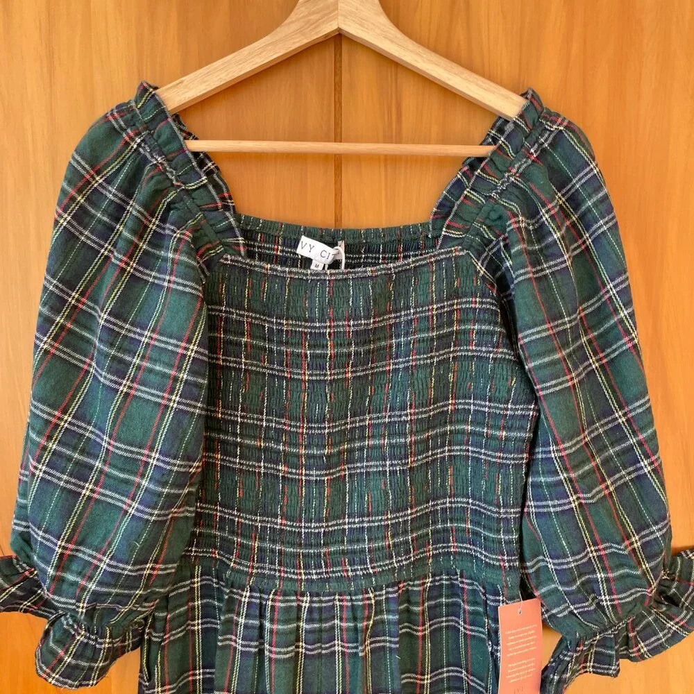 Ivy City Co Plaid Jumpsuit in Green and Blue - Picture 5 of 8